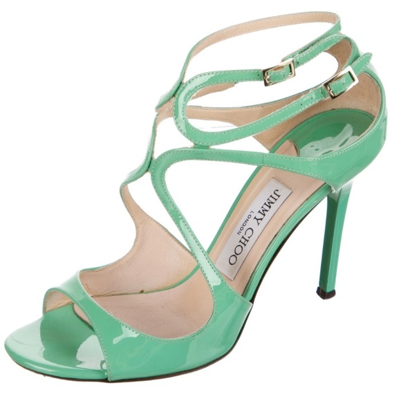 Jimmy Choo Shoes - JIMMY CHOO
Patent Leather Strappy Green Heals
Size: 8.5